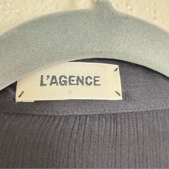 L’agence Black Ruffle Bib 100% Silk Blouse - Picture 3 of 6